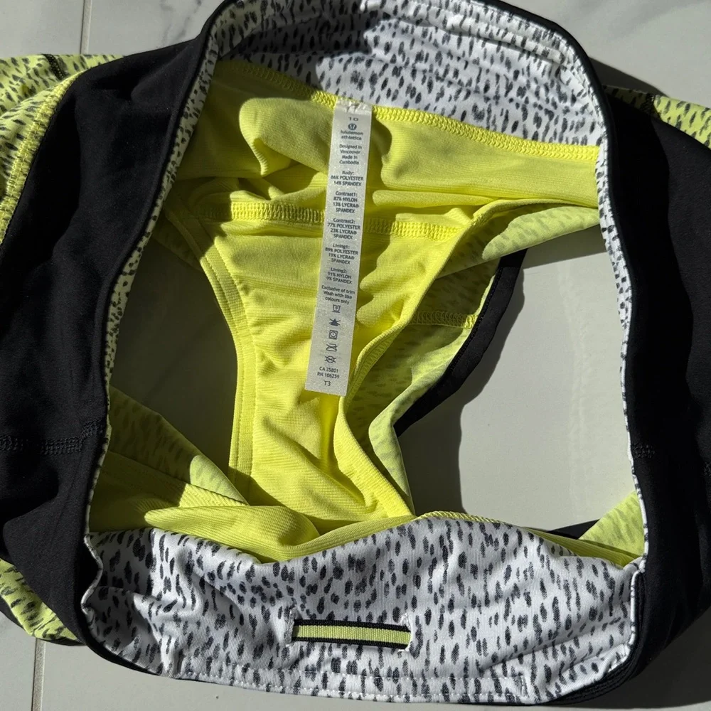 Lululemon Run Speed Short 4-way Stretch Dottie Dash Clarity Yellow Black Size 10